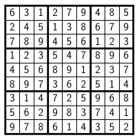 A sample sudoku square